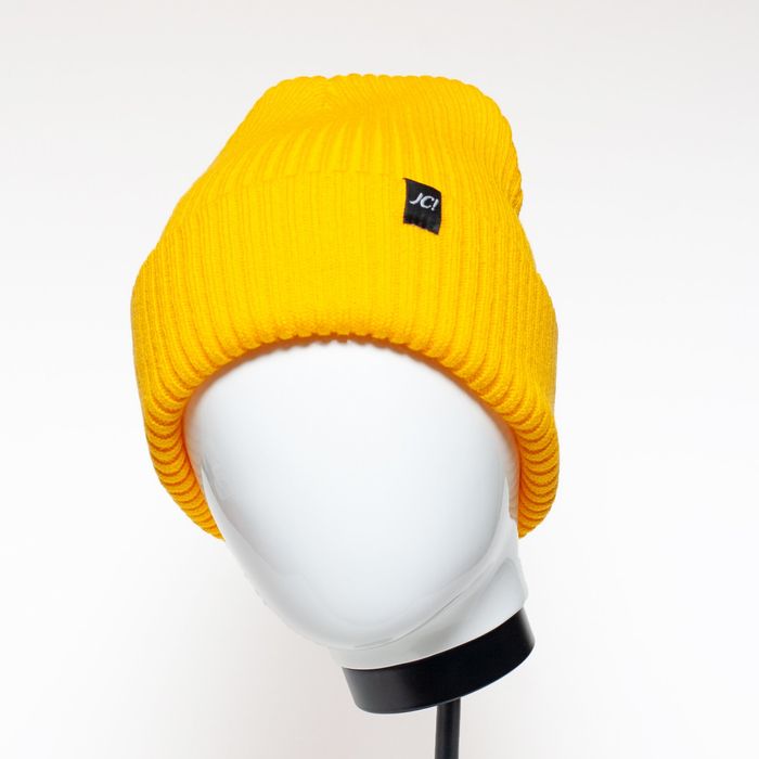 Тепла шапка з шерсті та акрілу - Жовта