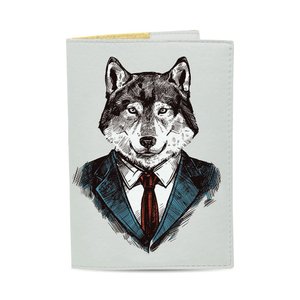 Обложка на загранпаспорт, паспорт книжка - Волк в костюме