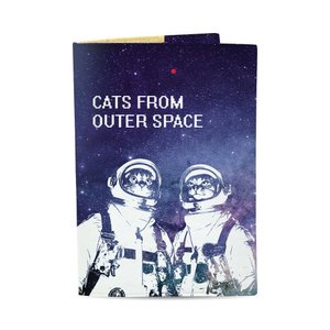 Обложка на загранпаспорт, паспорт книжка - Cats from outer space